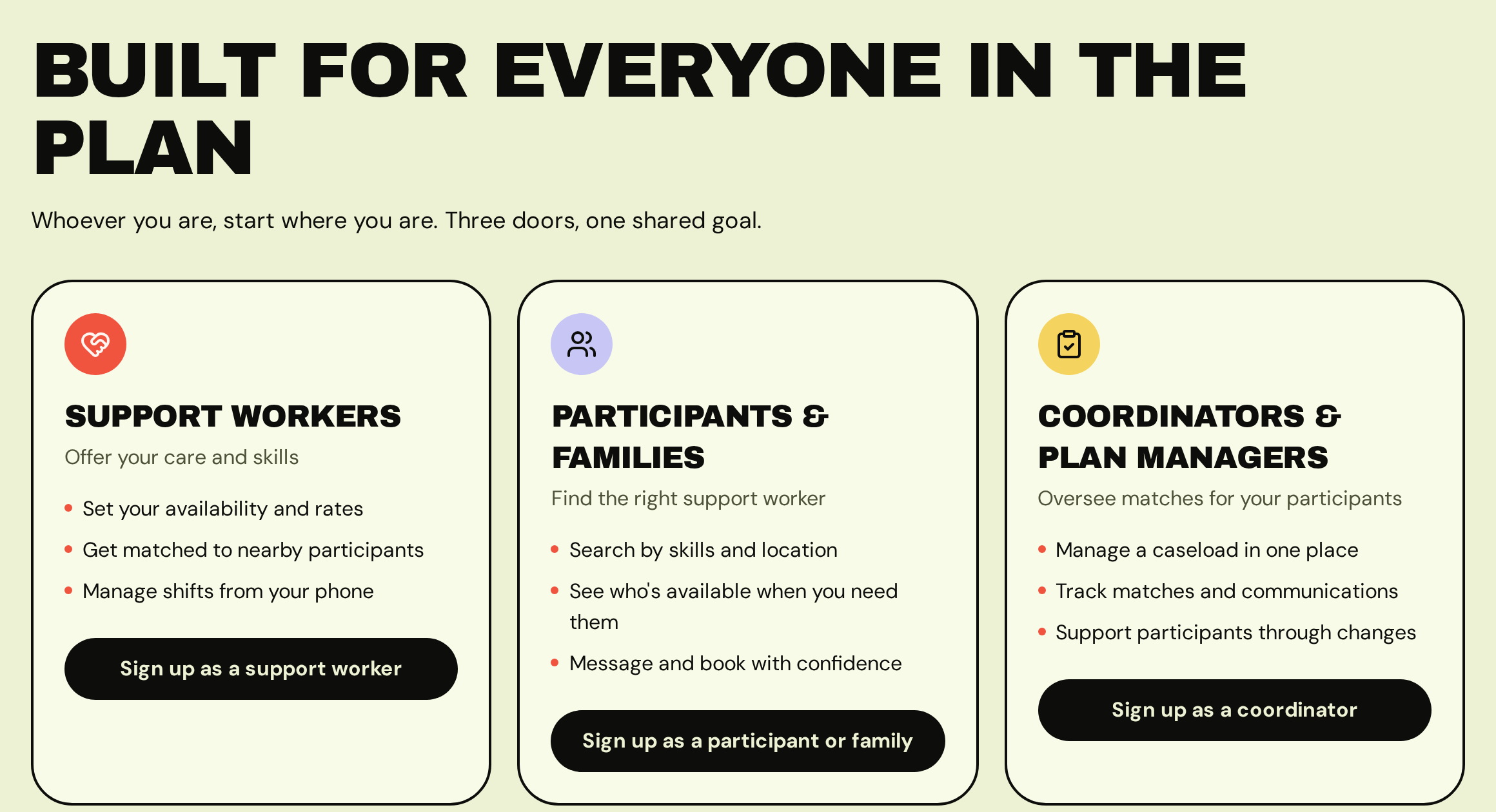 CareMatch prototype — Three doors